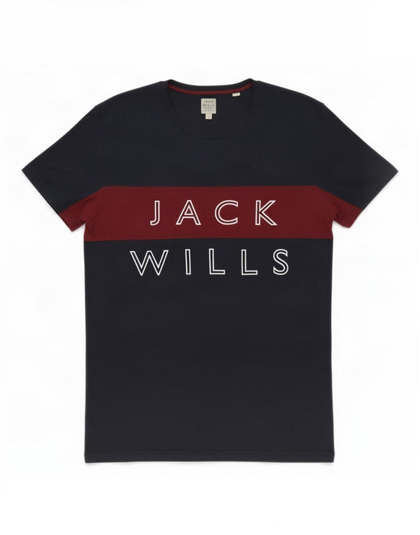 Jack Wills - Camiseta estampada para hombre, talla pequeña, color azul marino