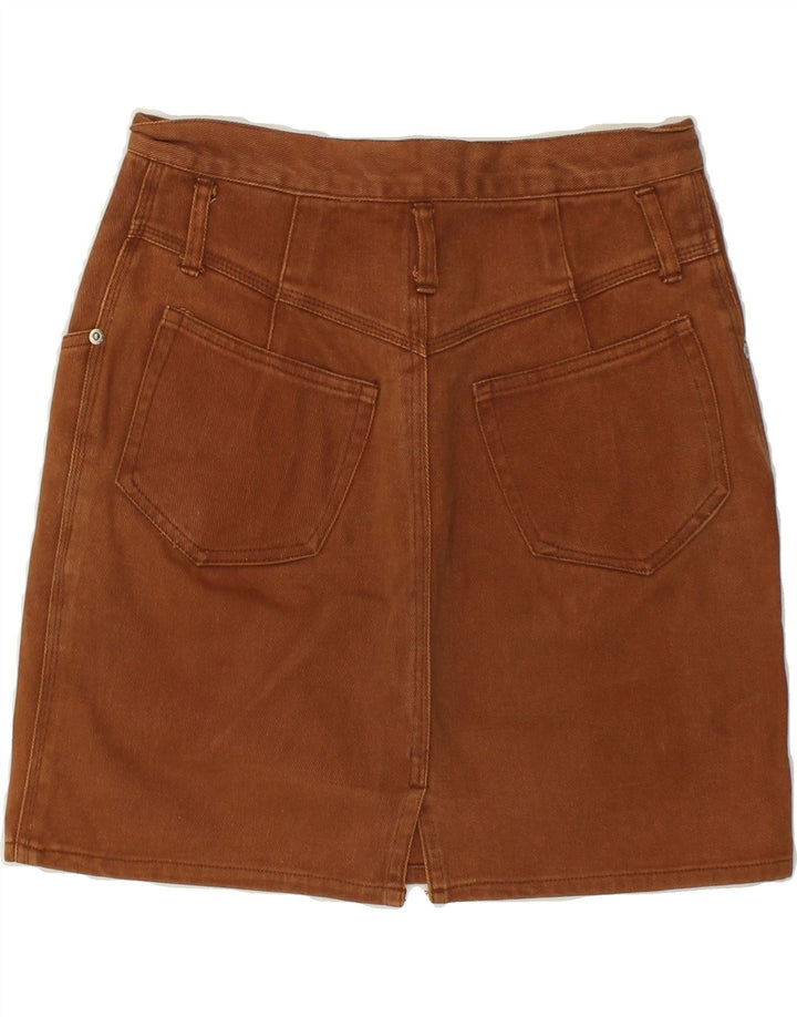 VINTAGE Falda vaquera para mujer EU 40 Mediana W28 Algodón marrón