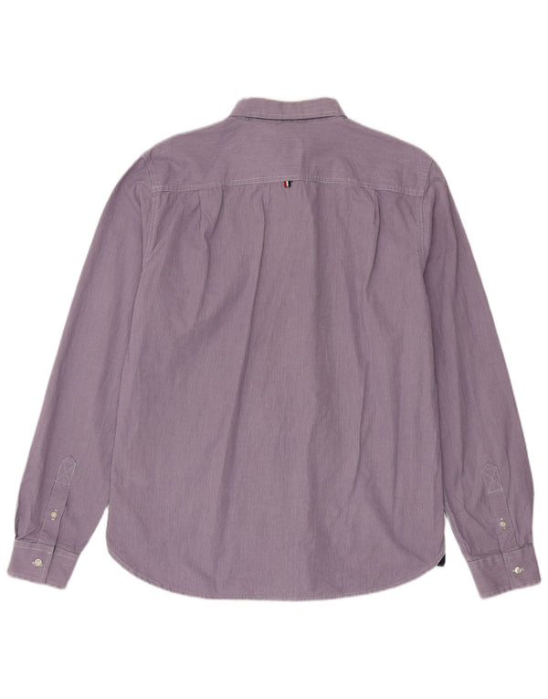 Camisa Superdry Hombre XL Algodón A Rayas Púrpura