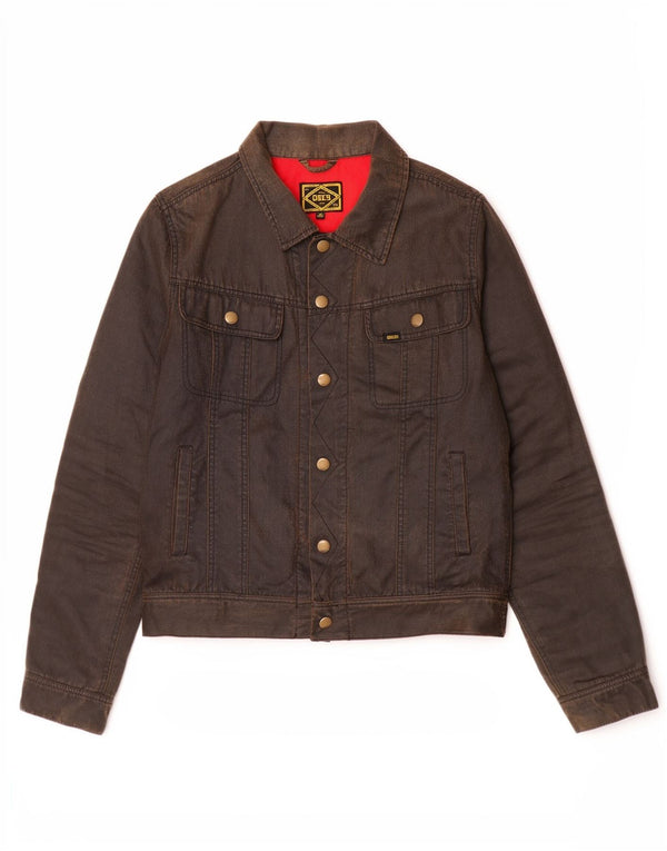 Obey Chaqueta de algodón encerado para mujer UK 44 Algodón marrón medio