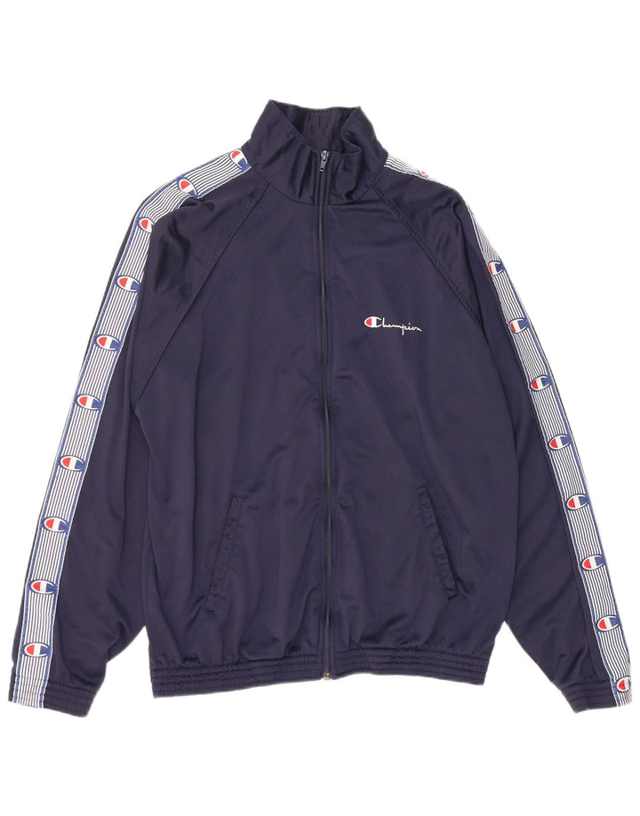 Champion Chaqueta de chándal gráfica para mujer UK 18 XL Poliéster azul marino