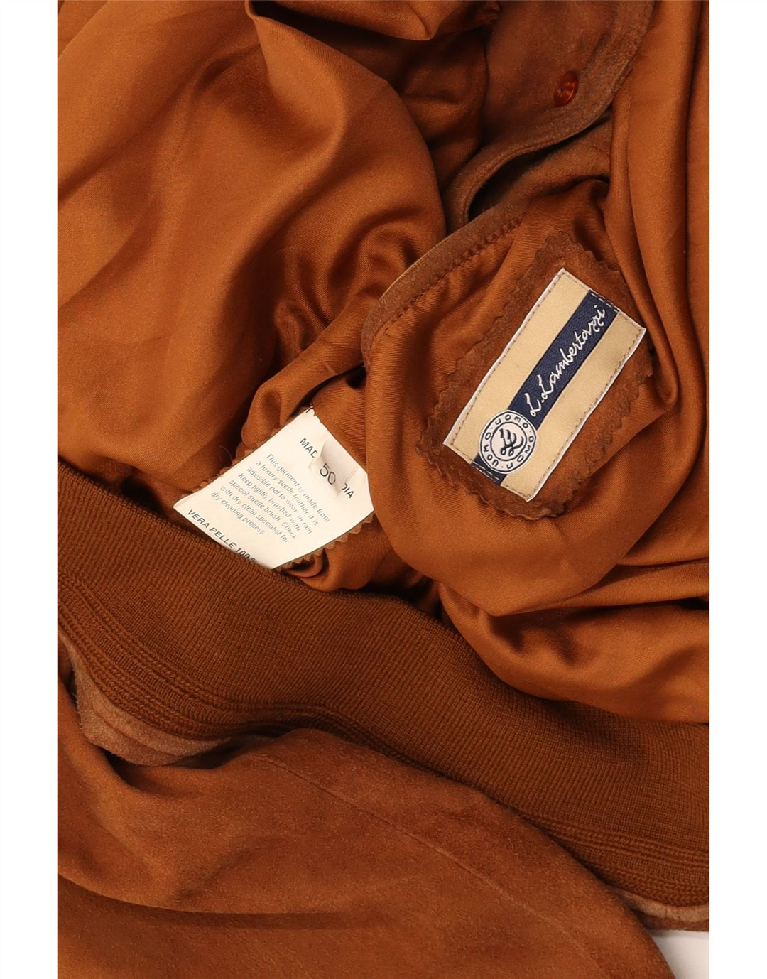 L.LAMBERTAZZI Chaqueta bomber de ante para hombre IT 50 Cuero marrón grande