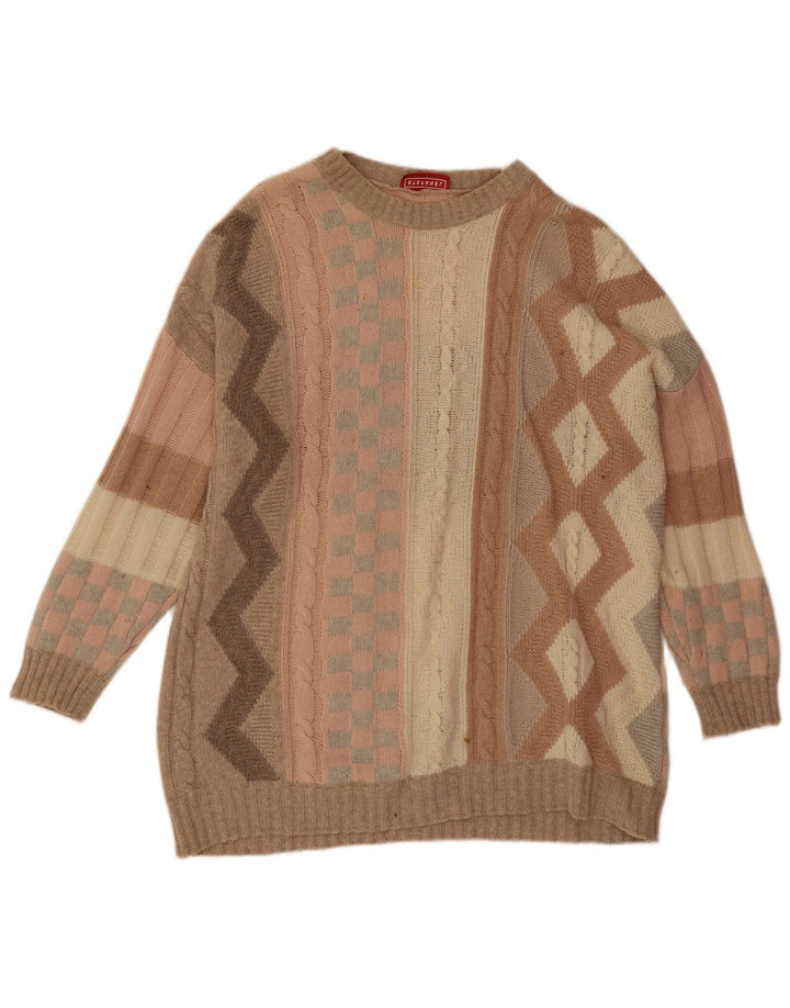 Stefanel Jersey con cuello barco para hombre, talla 2XL, multicolor geométrico