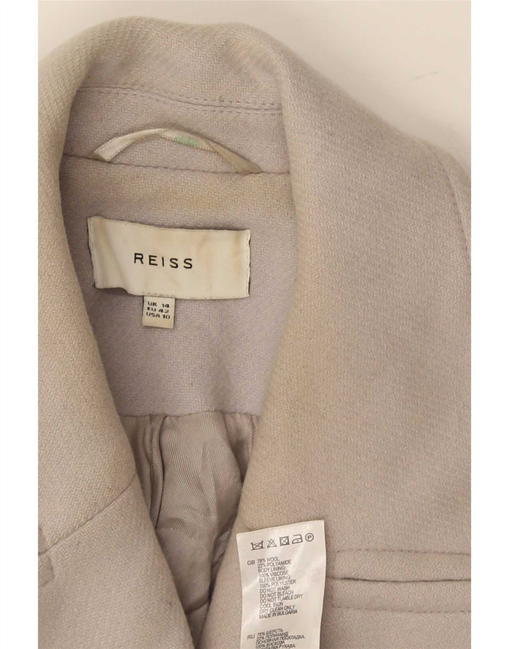 Reiss Abrigo corto de doble botonadura para mujer Reino Unido 44 Lana gris grande