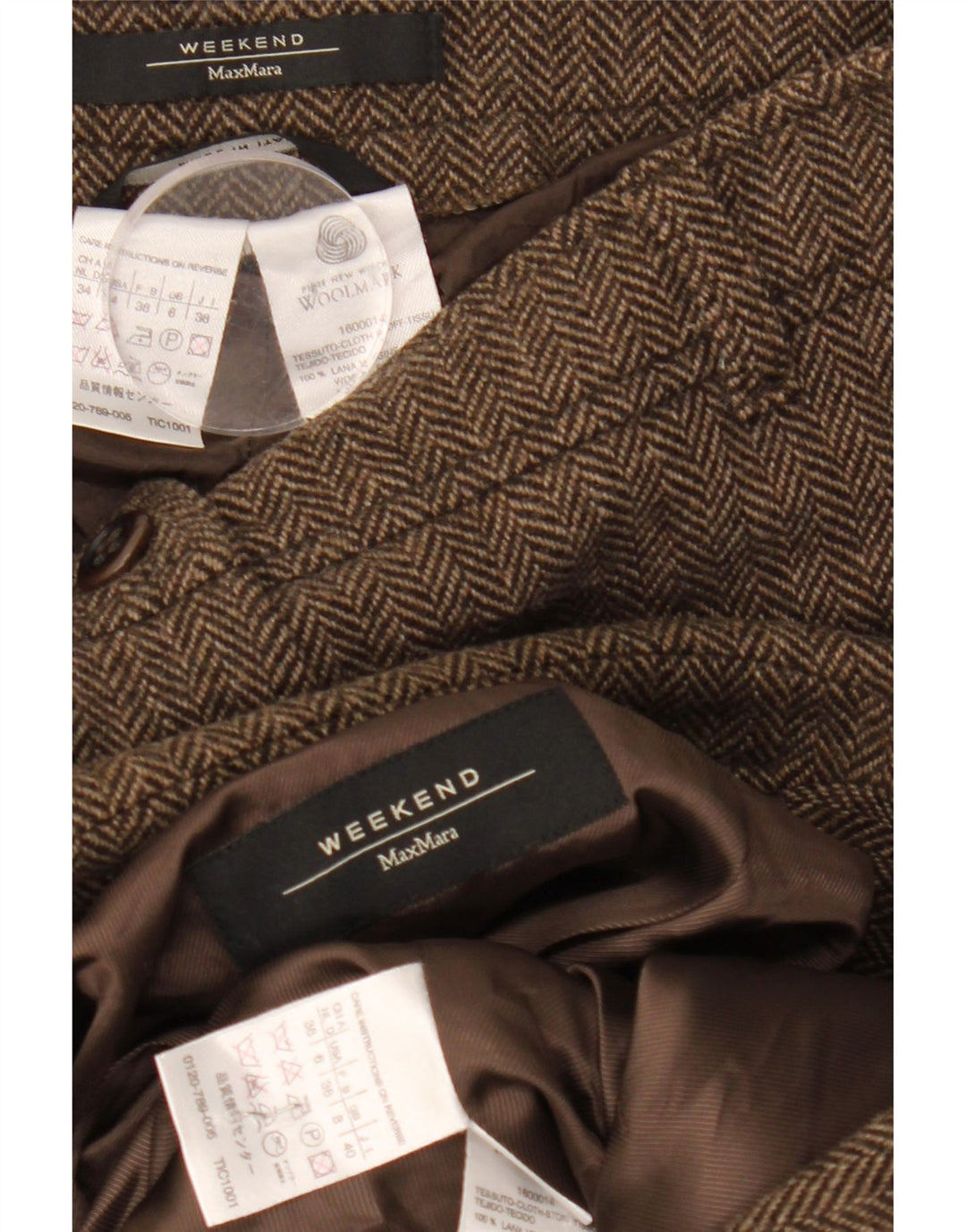 Max Mara Traje de fin de semana para mujer de 2 piezas UK 8 Small W28 L33 Brown Herringbone