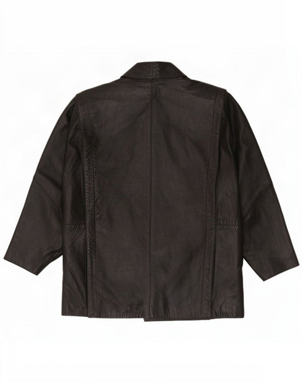 Vintage mujer 3/4 manga chaqueta de cuero de gran tamaño Reino Unido 16 grande negro