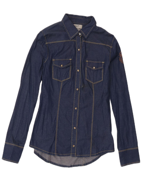 Meltin' Pot Camisa vaquera para mujer UK 10 Small Azul marino Algodón
