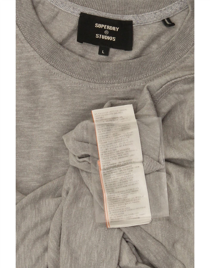 Superdry Camiseta para hombre Top grande de algodón moteado gris