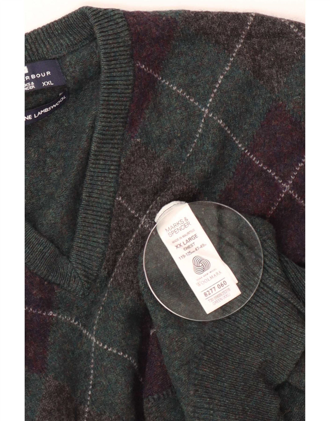 Marks & Spencer - Jersey para hombre, color azul, con cuello en V, talla 2XL, color verde