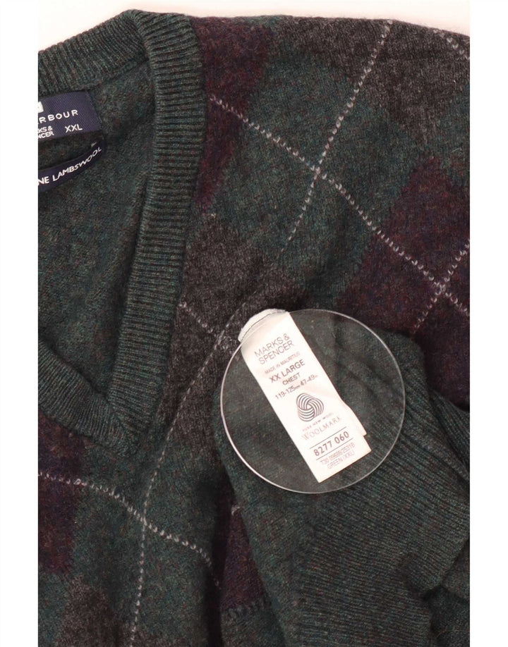 Marks & Spencer - Jersey para hombre, color azul, con cuello en V, talla 2XL, color verde
