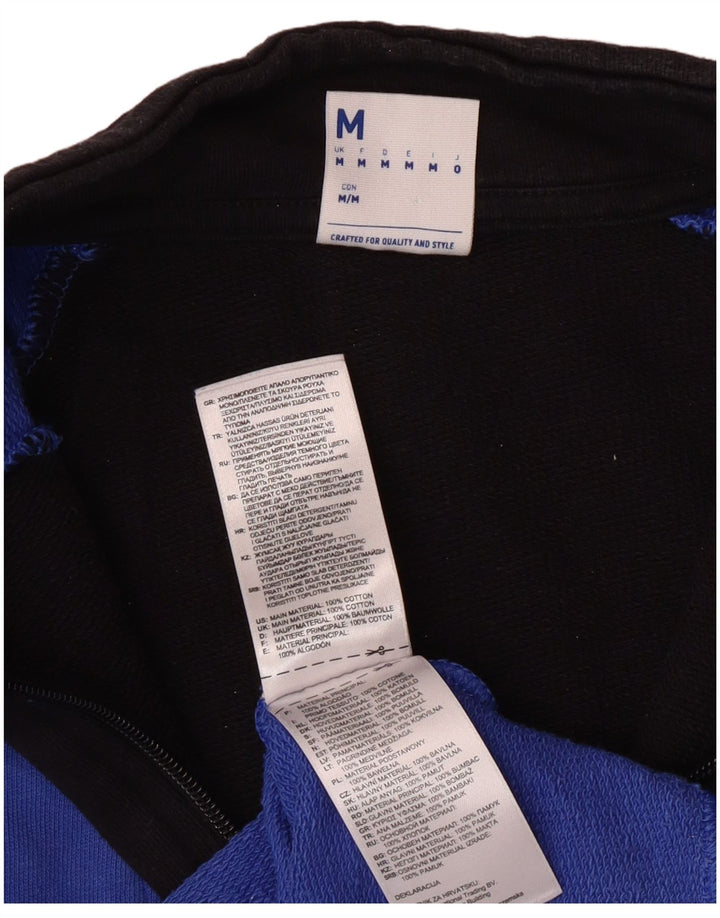 Reebok Hombre Graphic 1/4 Zip Sudadera Jumper Algodón Azul Medio