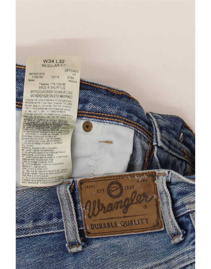 Wrangler Vaqueros rectos de corte regular para hombre W34 L32 Algodón azul