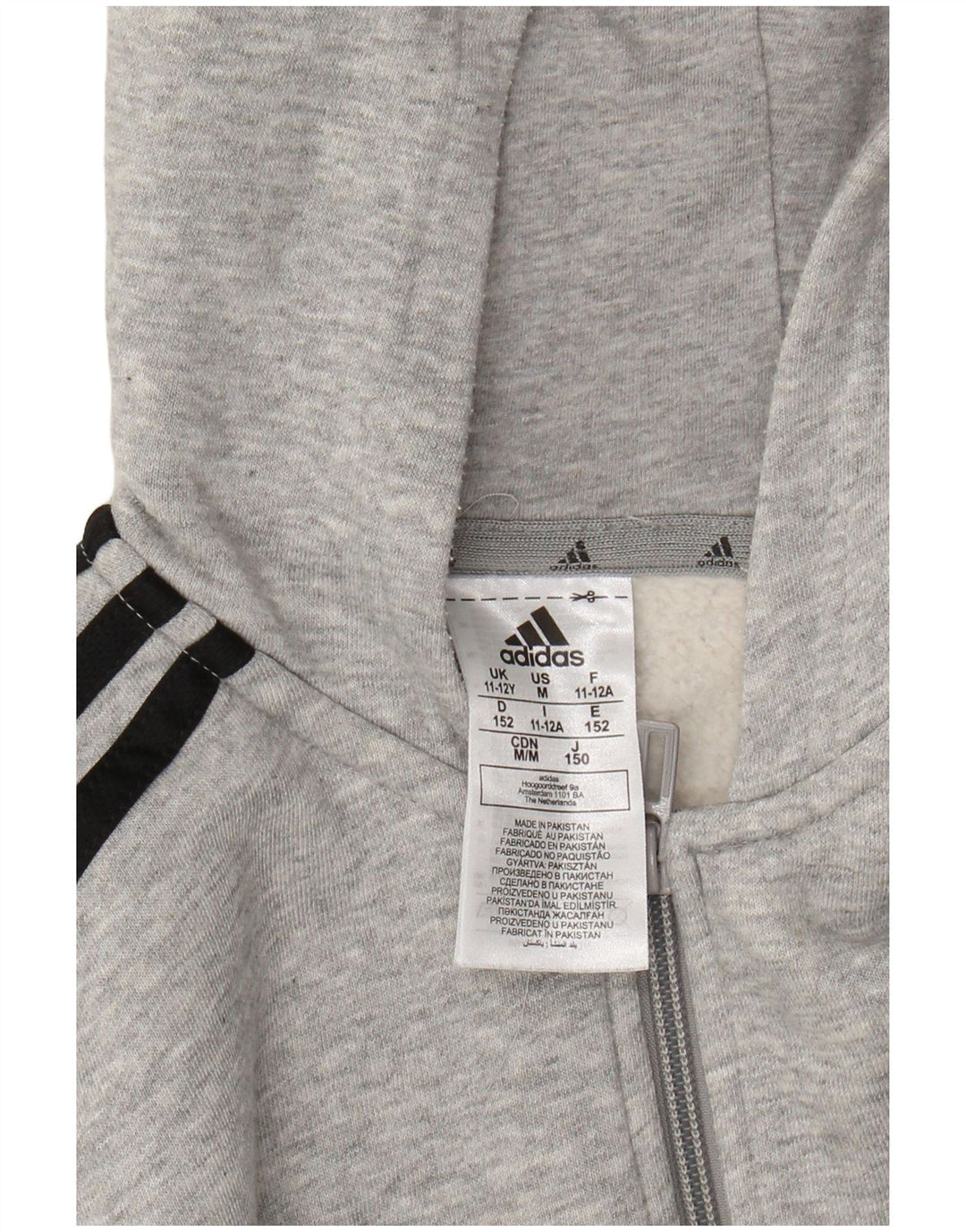 ADIDAS Sudadera con capucha y cremallera para niños 11-12 años Algodón moteado gris