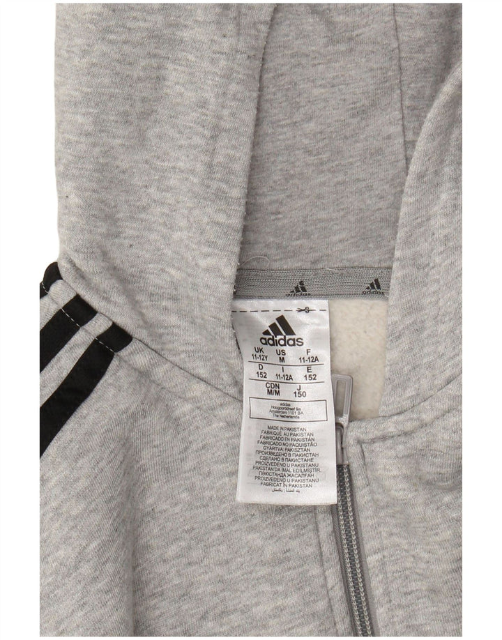 ADIDAS Sudadera con capucha y cremallera para niños 11-12 años Algodón moteado gris