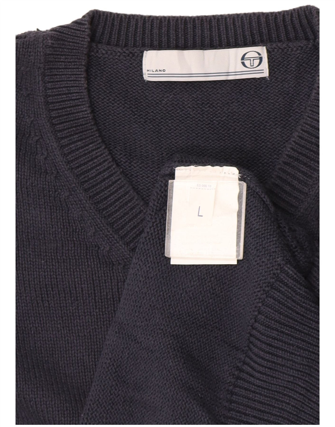 Sergio Tacchini - Jersey con cuello en V para hombre, talla grande, algodón azul marino