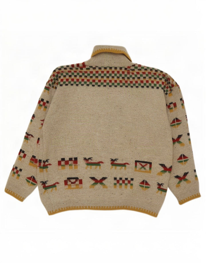 Silvy - Jersey con cuello vuelto para mujer IT 42 Medium Beige Geométrico Novedad