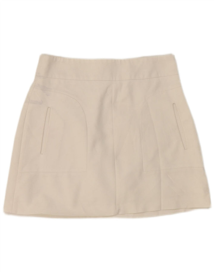Zara Mujer Mini Falda Mediana W28 Blanco Algodón
