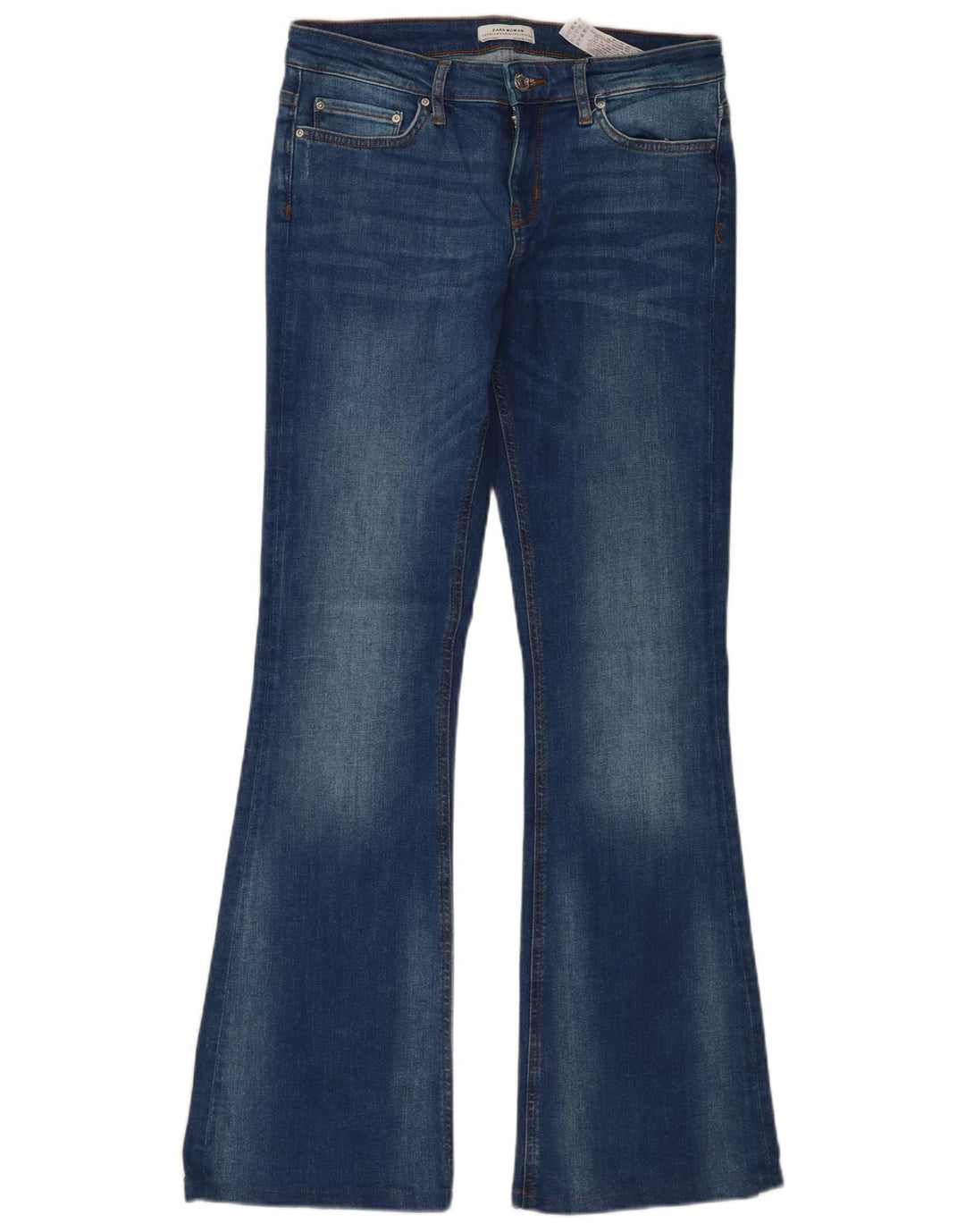 Zara Jeans Acampanados Para Mujer EU 38 Small W28 L32 Algodón Azul