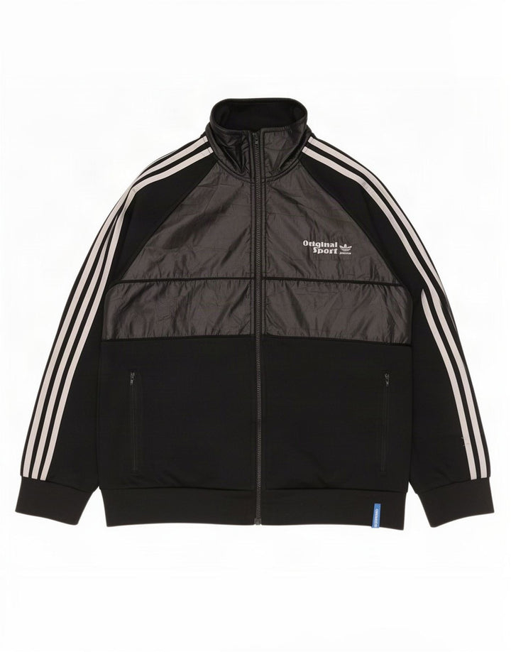 Adidas - Chaqueta de chándal para hombre, talla grande, poliéster negro