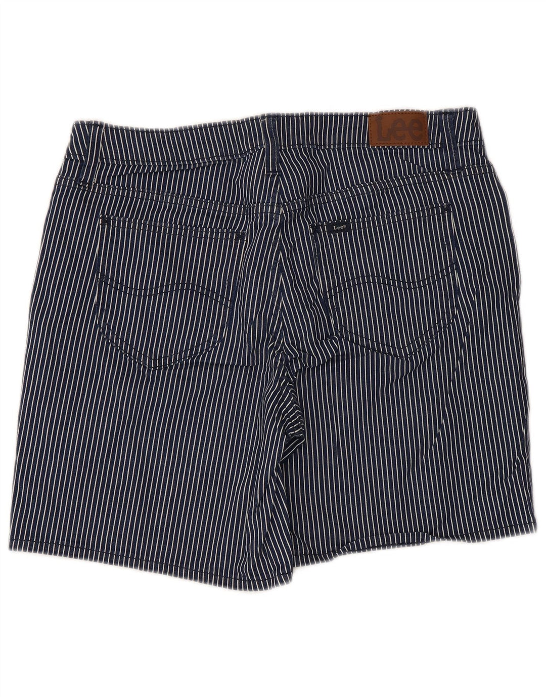 Lee Pantalones cortos casuales de talle medio y ajuste regular para mujer W34 Grande Azul marino a rayas