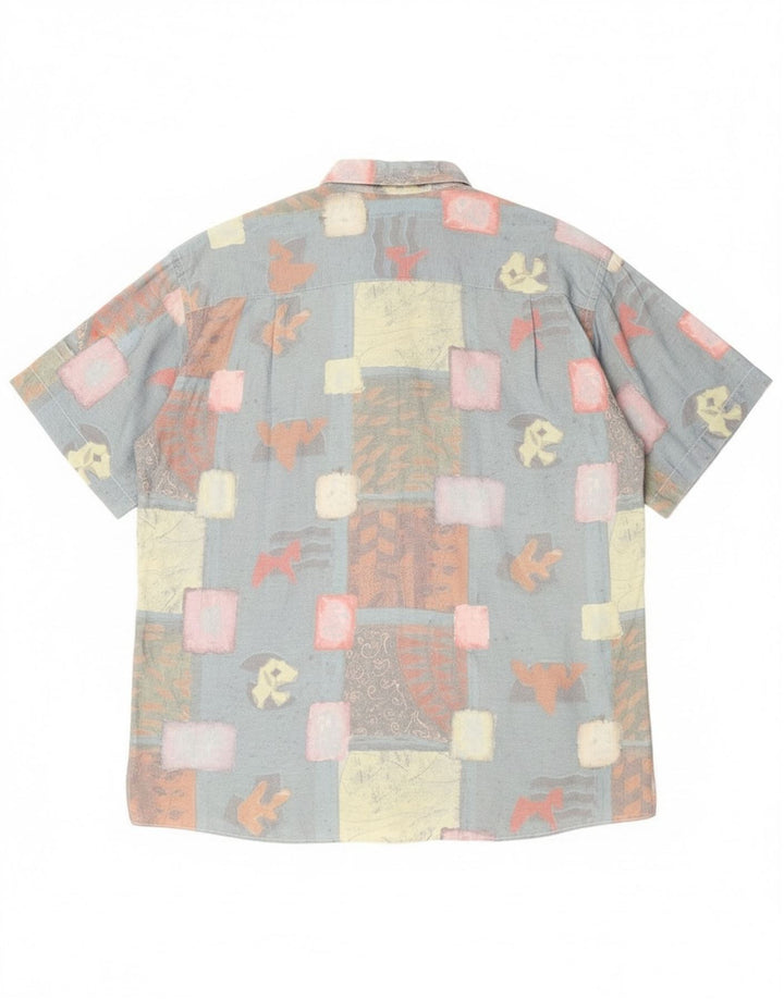 Canda Camisa de manga corta para hombre talla 41/42 16 1/2 grande azul patchwork