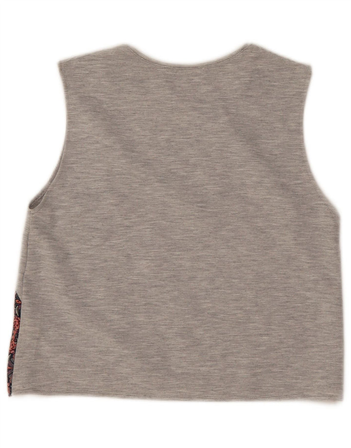 Zara Mujer Crop Vest Top UK 10 Small Gris Floral Poliéster
