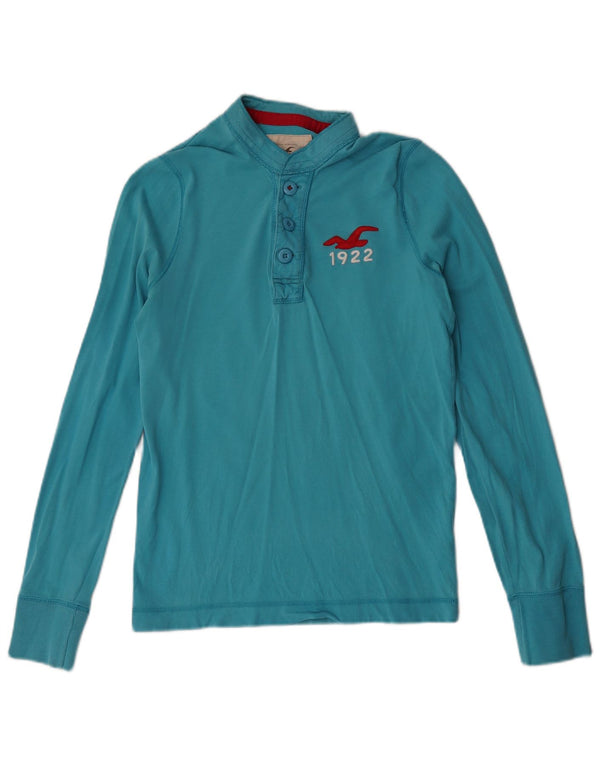Hollister Mujer Top Manga Larga UK 10 Pequeño Algodón Azul