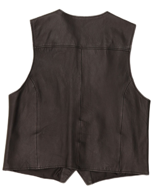 Canda Chaleco de cuero para hombre 3XL Cuero negro