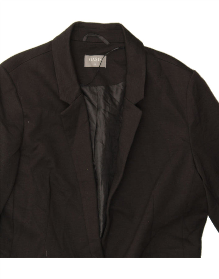 OASIS Womens 1 Button Blazer Jacket UK 12 Medium Black Polyester Vintage Oasis and Second-Hand Oasis from Messina Hembry 