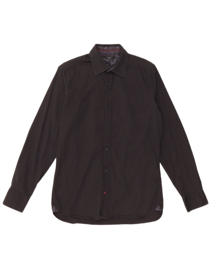 TED BAKER Camisa para hombre Talla 15 Mediana Algodón negro