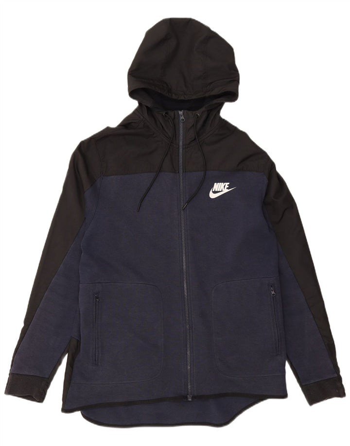 Nike - Sudadera con capucha y cremallera para hombre, talla grande, algodón azul marino con bloques de color