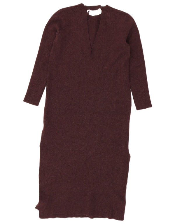 Cos Vestido tipo jersey de manga larga para mujer UK 10 Small Borgoña Lana