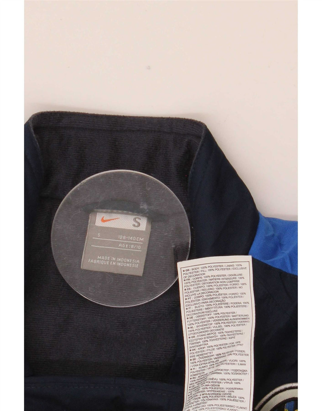 Chaqueta superior de chándal Nike para niños 8-9 años Pequeña, azul marino, bloque de color