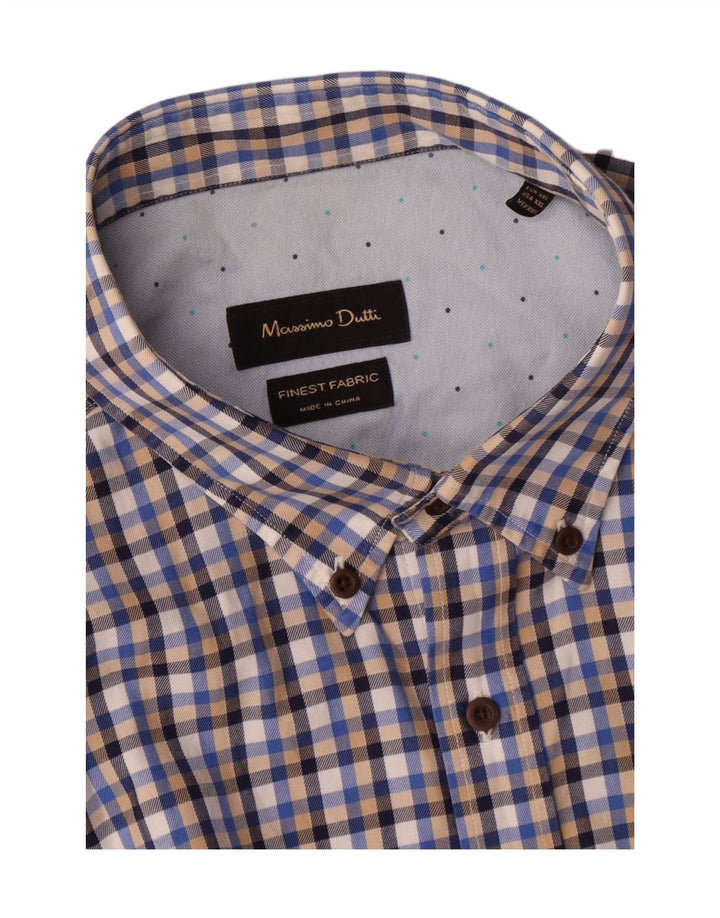 Camisa Hombre Massimo Dutti 2XL Cuadros Azul