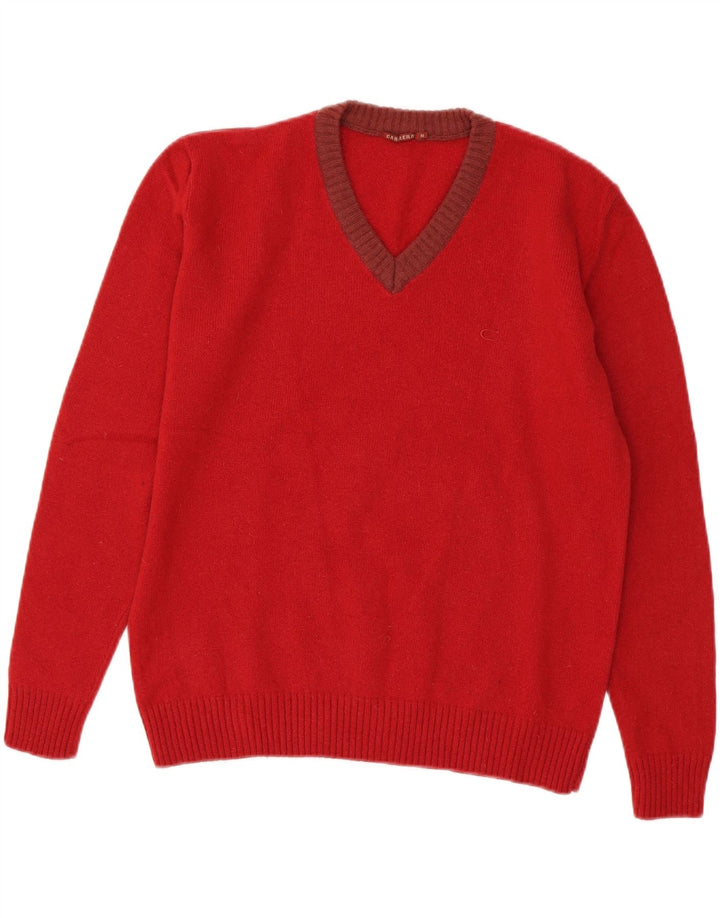 CARRERA Jersey con cuello en V para mujer UK 14 Medium Red Wool