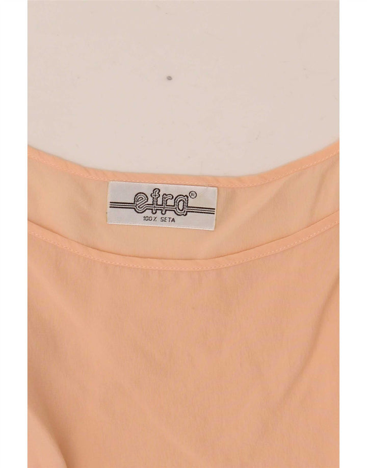 Vintage mujer blusa sin mangas Top Reino Unido 12 seda rosa mediana