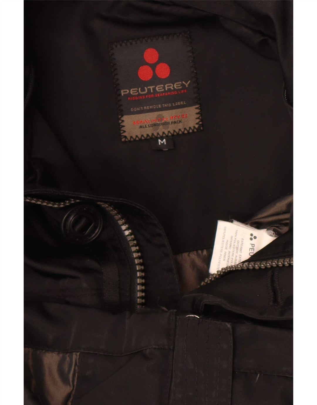 PEUTEREY Chaqueta utilitaria para hombre UK 38 Mediana Negro Poliéster