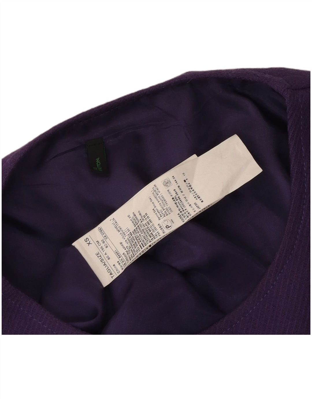 BENETTON Vestido tubo sin mangas para mujer UK 6 XS Lana virgen morada