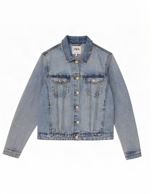 Zara Mujer Chaqueta Vaquera UK 10 Small Azul