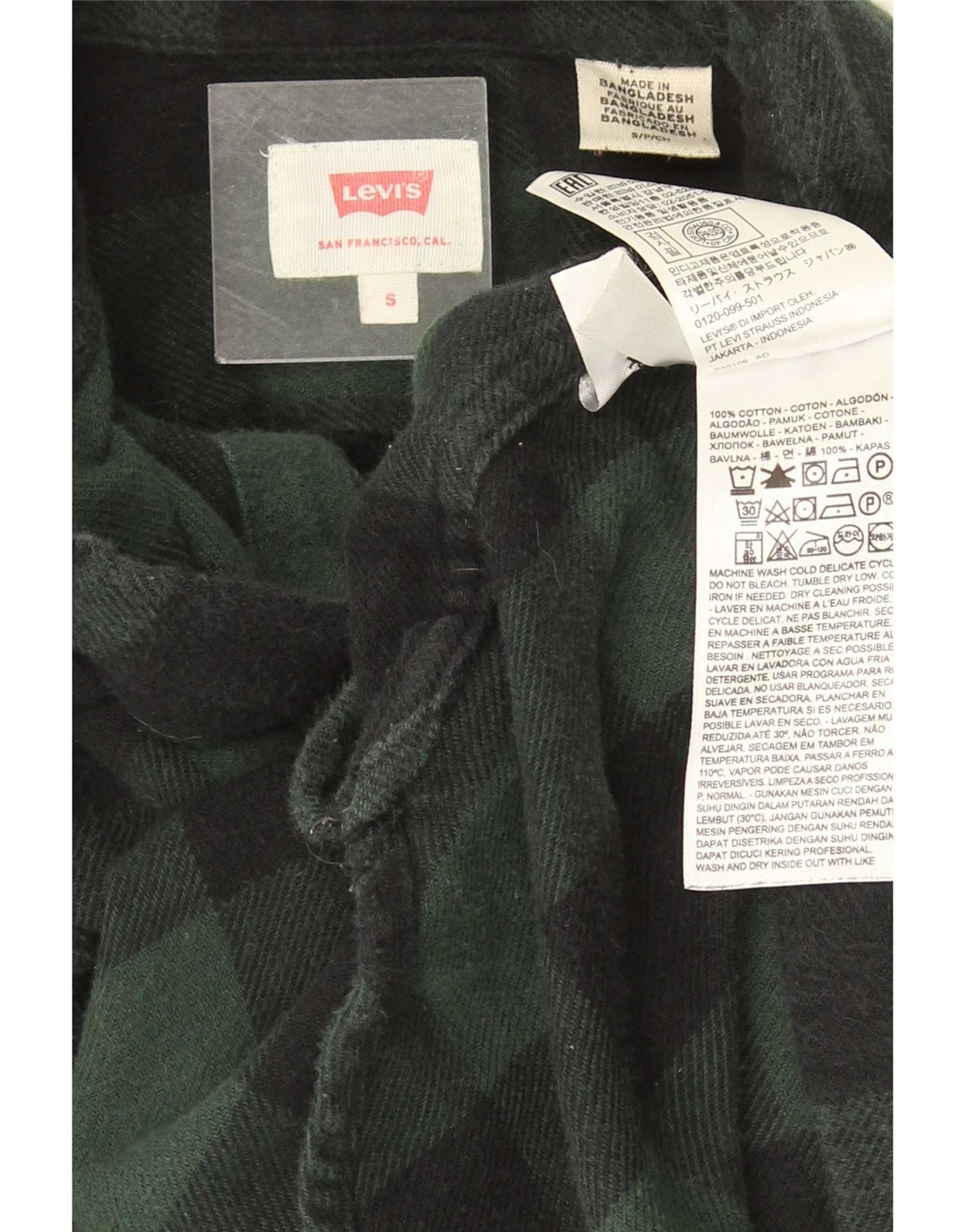 Levi's Hombre Camisa De Franela Pequeña De Algodón A Cuadros Verde
