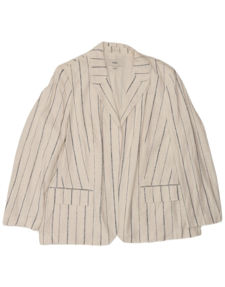 Marks & Spencer Chaqueta Americana Abierta de Gran Tamaño para Mujer UK 40 XL Rayas Blancas