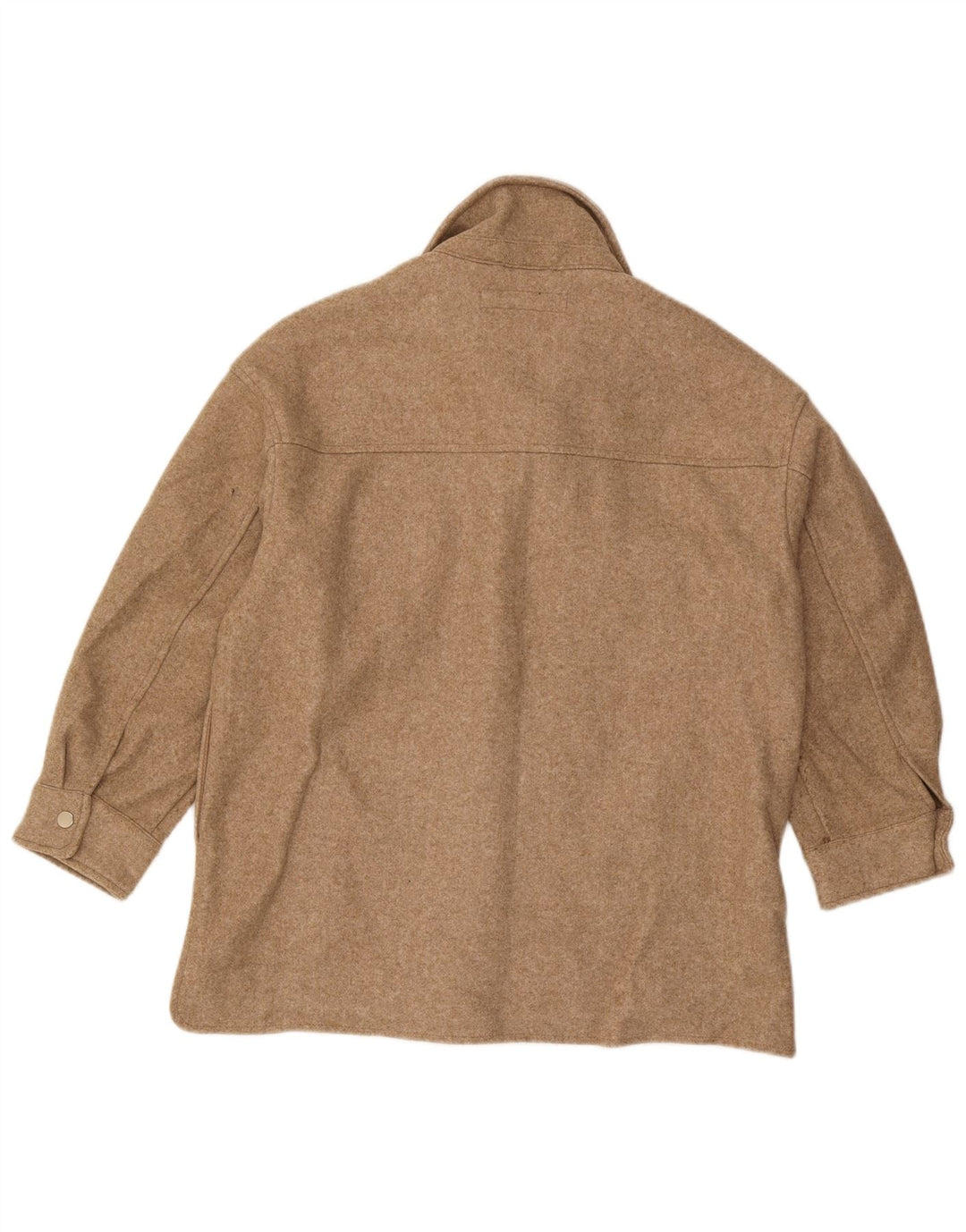Zara Mujer Camisa De Franela Lumberjack UK 44 Poliéster Beige Medio