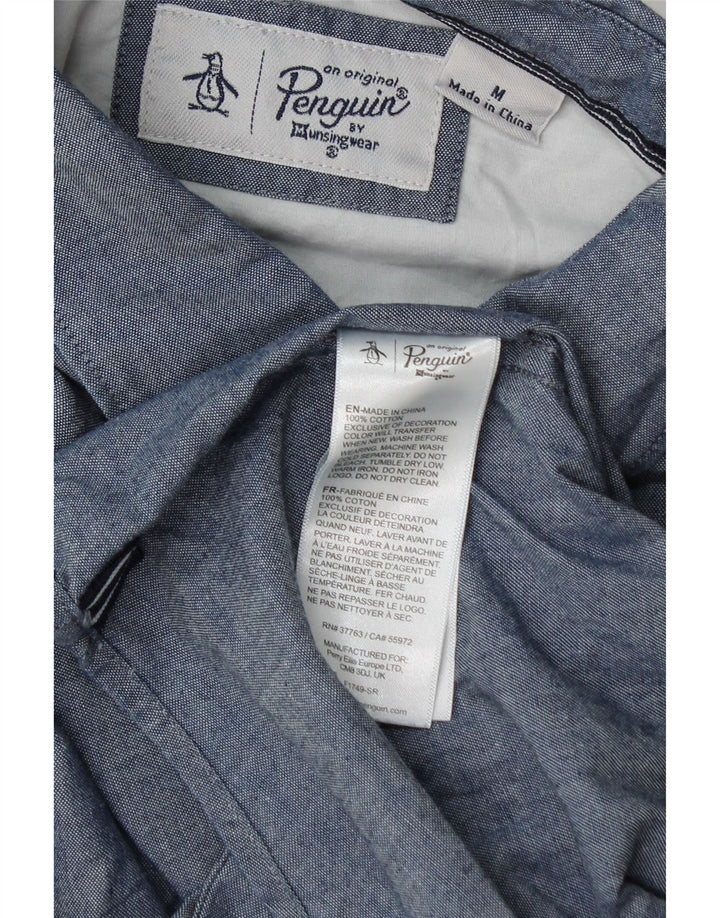 Camisa Penguin Hombre Algodón Azul Medio