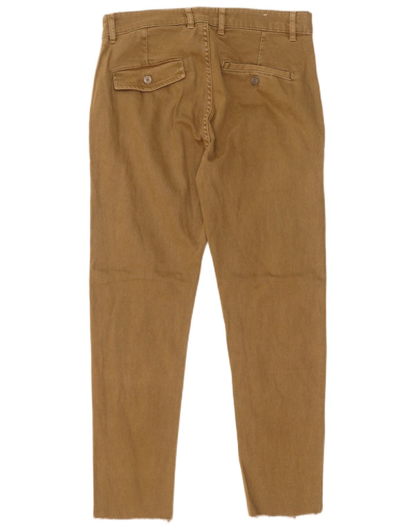 Zara Mens Slim Chino Pantalones EU 38 Small W30 L26 Caqui Algodón