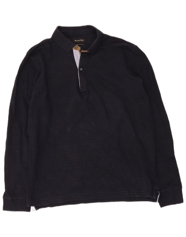 Massimo Dutti Polo Manga Larga Hombre Algodón Azul Marino Medio