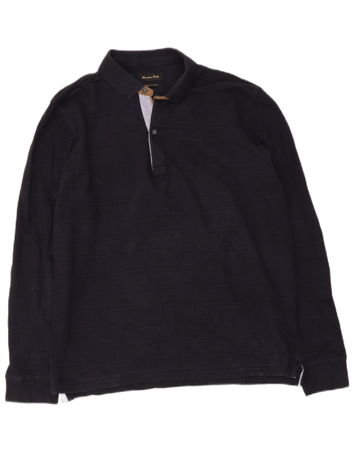 Massimo Dutti Polo Manga Larga Hombre Algodón Azul Marino Medio