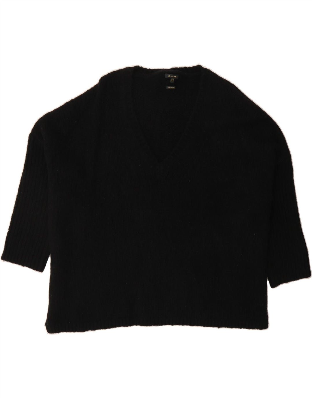 MASSIMO DUTTI Womens Oversized V-Neck Jumper Sweater UK 14 Medium Black Vintage Massimo Dutti and Second-Hand Massimo Dutti from Messina Hembry 