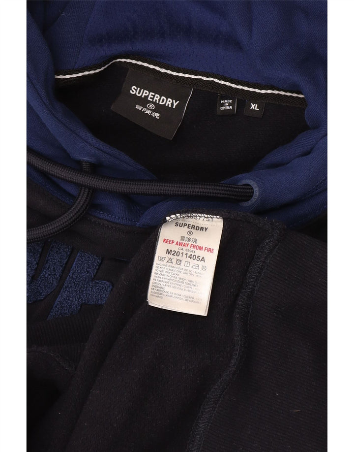 Superdry Jersey con capucha gráfica para hombre XL Algodón azul marino