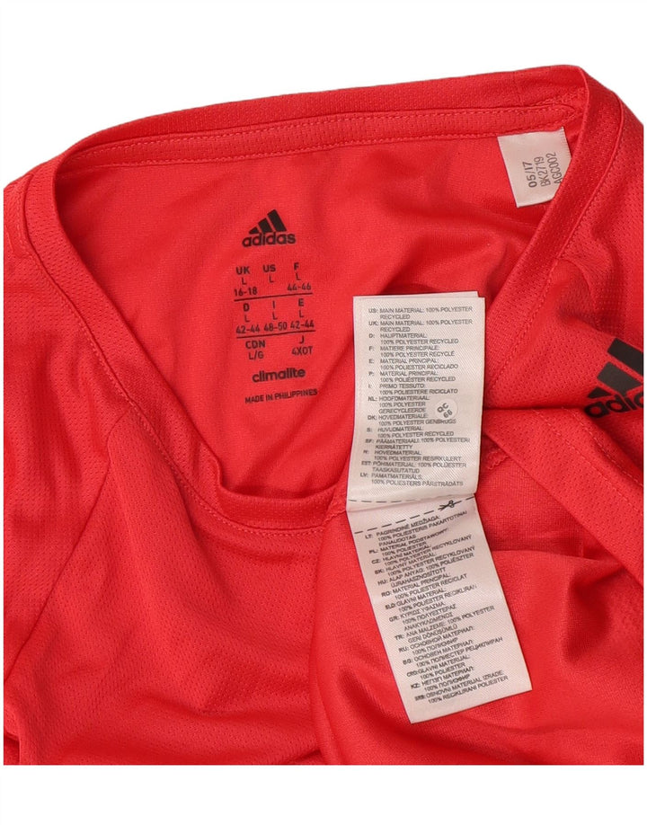 Adidas Mujer Climalite Top Manga Larga UK 16/18 Grande Rojo Poliéster