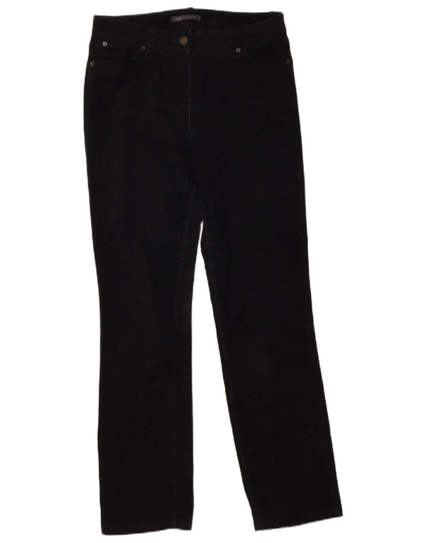 Marks & Spencer Pantalones rectos de pana para mujer UK 10 Small W30 L29 Negro